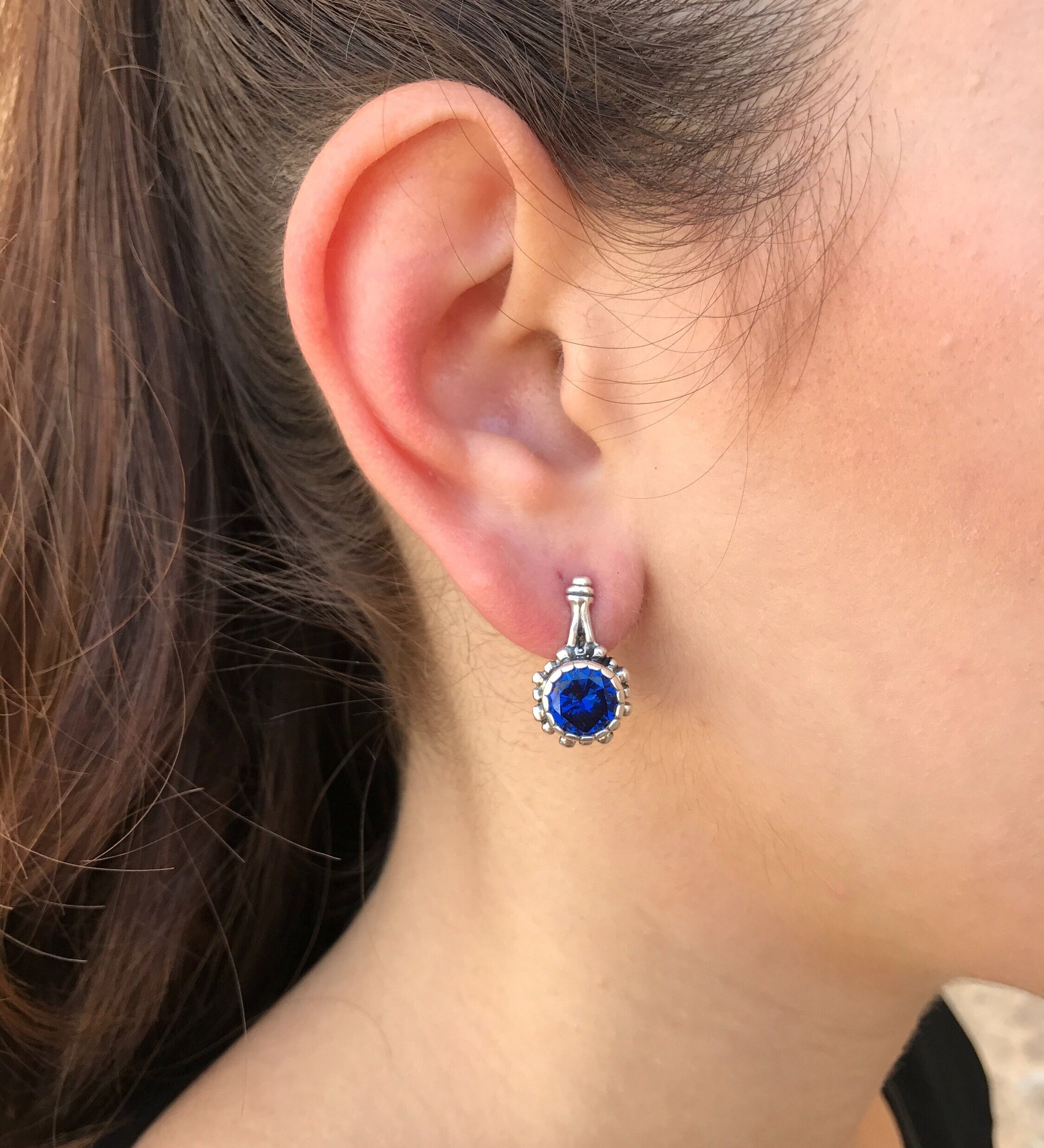 Vintage Earrings, Kyanite Earrings, Flower Earrings, Taurus Birthstone, Blue Earrings, Taurus Earrings, Kyanite, Solid Silver Earrings