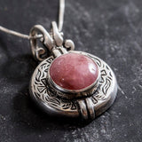 Rhodochrosite Necklace - Egyptian Necklace - Vintage Statement Pendant