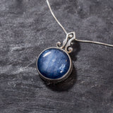 Kyanite Necklace - Blue Vintage Statement Necklace - Real Kyanite Pendant