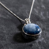 Kyanite Necklace - Blue Vintage Statement Necklace - Real Kyanite Pendant