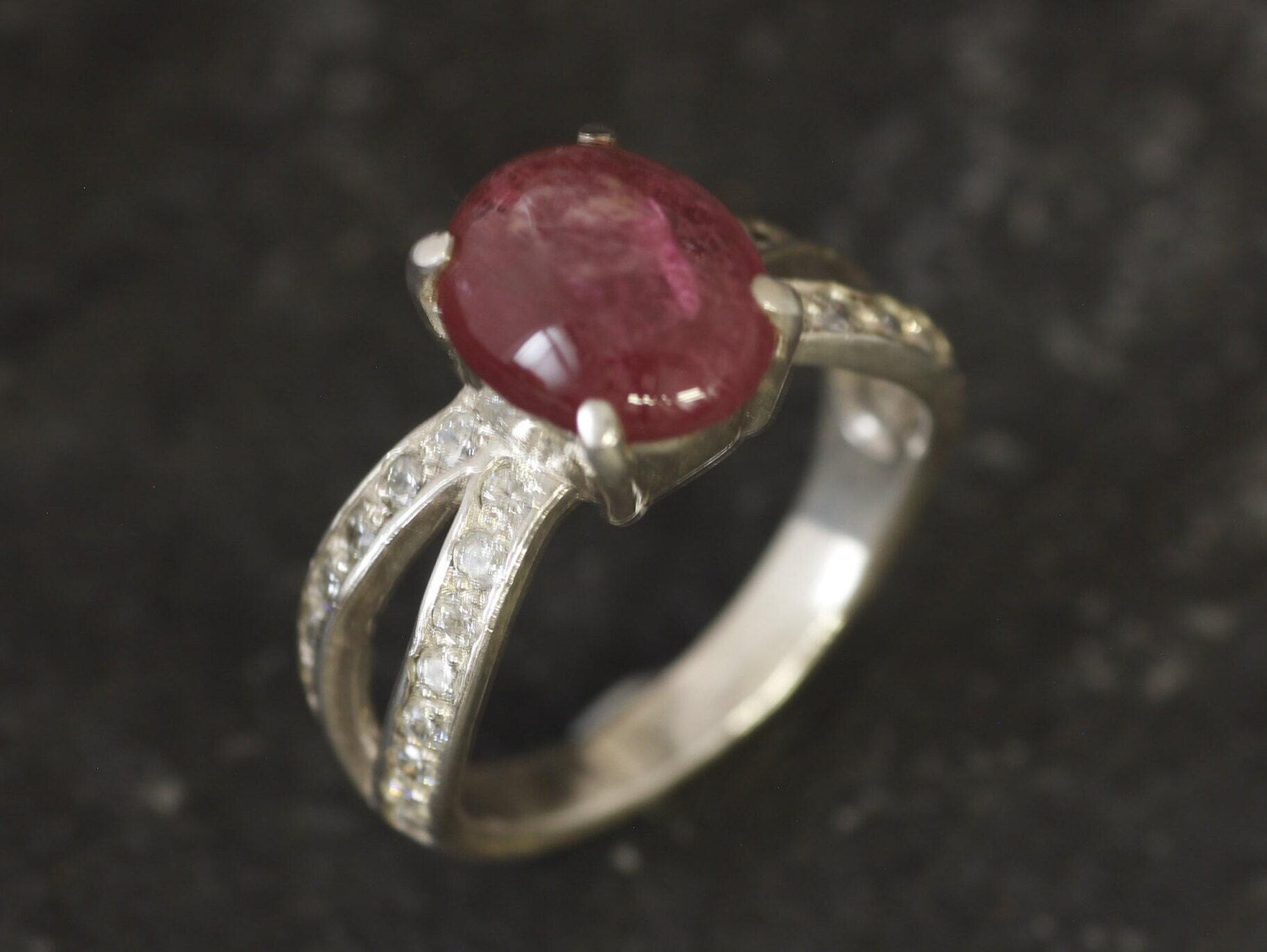Pink Tourmaline Ring, Natural Tourmaline, Engagement Ring, October Birthstone, Promise Ring, Antique Ring, 3 Carat Ring, Solid Silver Ring