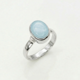 Gold Aquamarine Ring - Sky Blue Ring - Vintage Bezel Ring