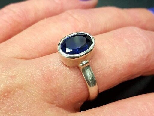 Blue Ring, Aquamarine Ring, Natural Aquamarine, March Birthstone, Blue Solitaire Ring, Blue Aqua Ring, Blue Vintage Ring, Solid Silver Ring