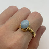 Gold Aquamarine Ring - Sky Blue Ring - Vintage Bezel Ring