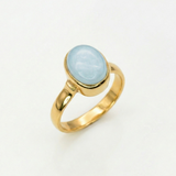 Gold Aquamarine Ring - Sky Blue Ring - Vintage Bezel Ring