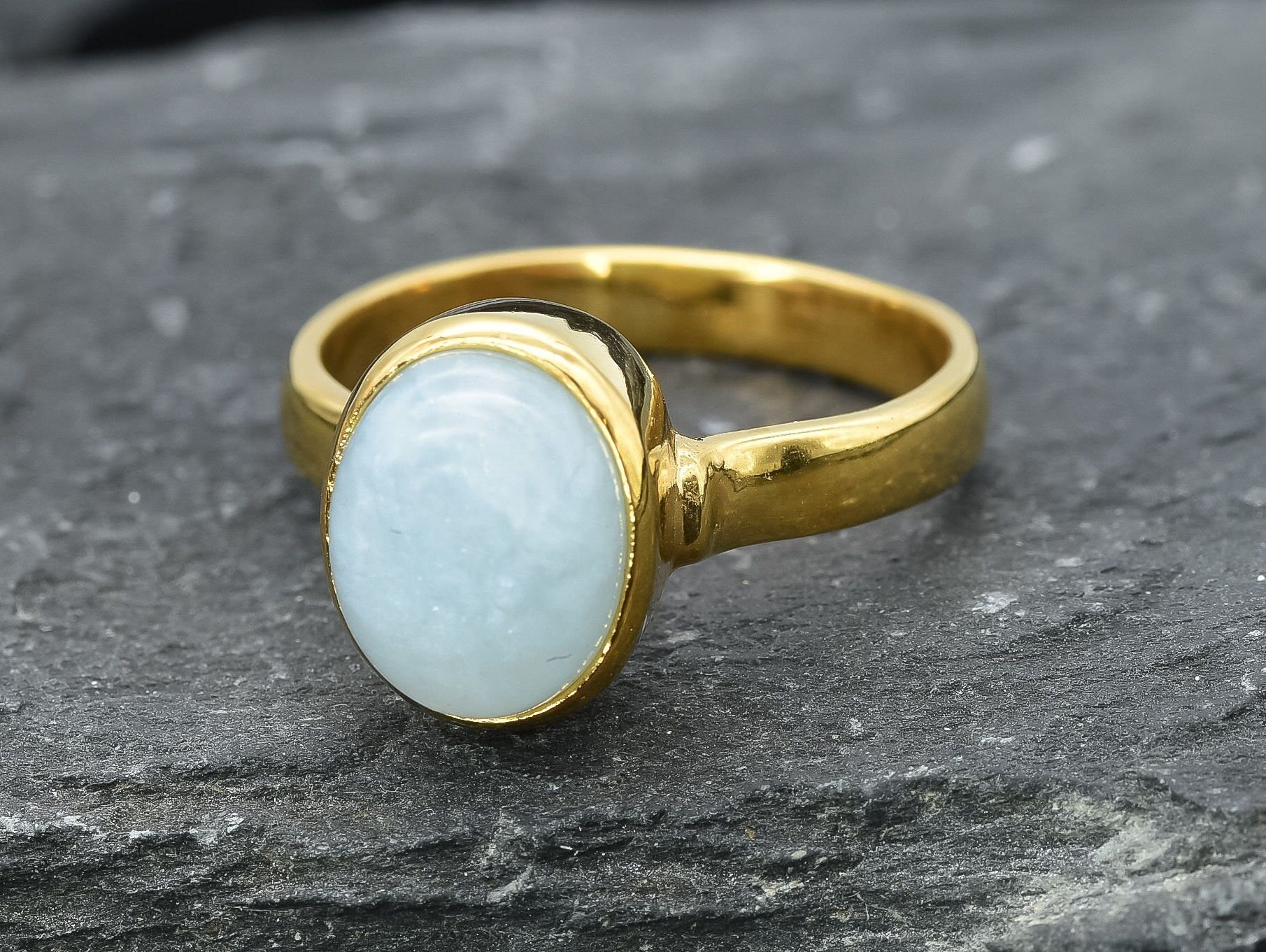 Blue Ring, Aquamarine Ring, Natural Aquamarine, March Birthstone, Blue Solitaire Ring, Blue Aqua Ring, Blue Vintage Ring, Solid Silver Ring(1)