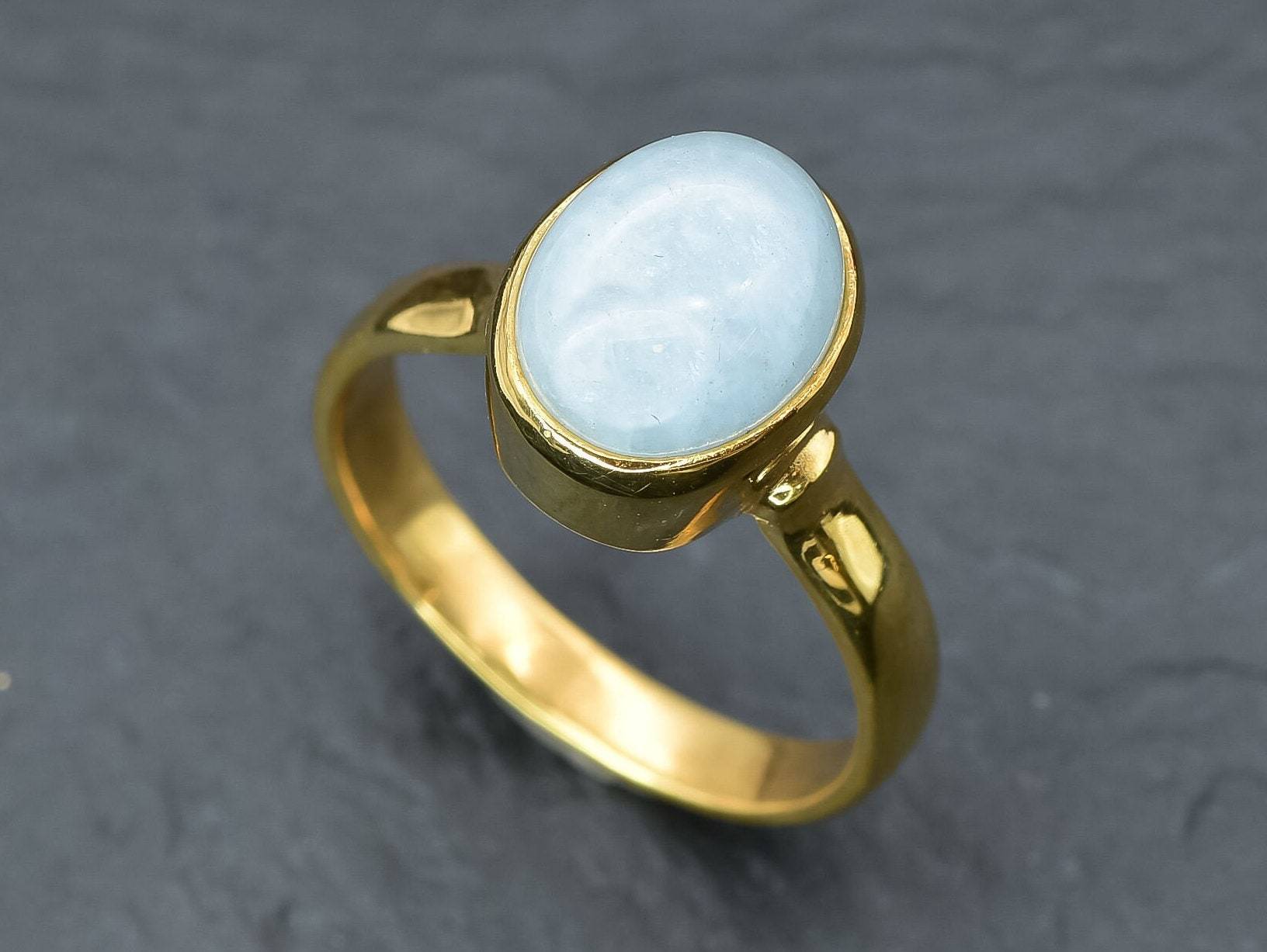 Blue Ring, Aquamarine Ring, Natural Aquamarine, March Birthstone, Blue Solitaire Ring, Blue Aqua Ring, Blue Vintage Ring, Solid Silver Ring(1)