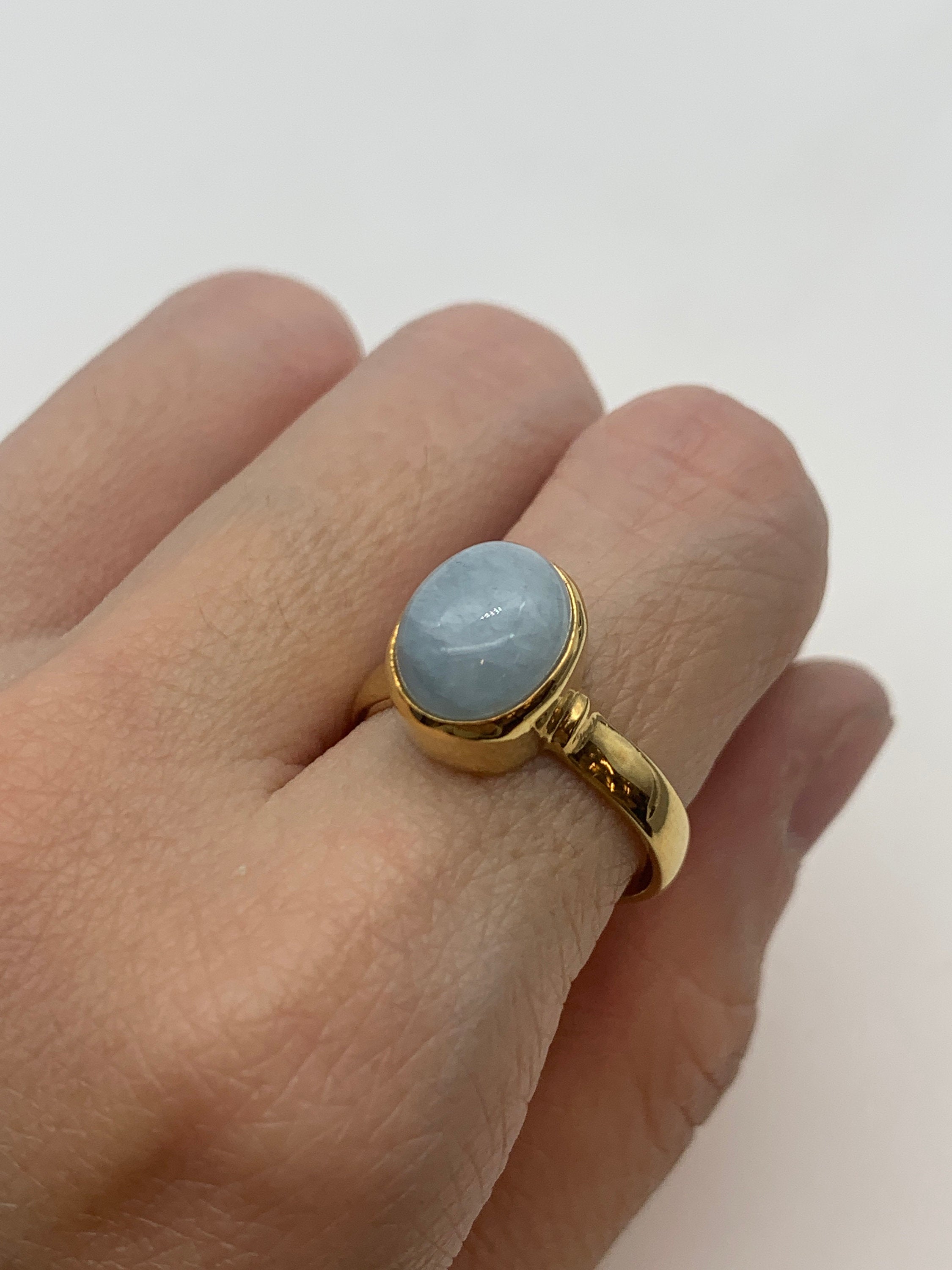 Blue Ring, Aquamarine Ring, Natural Aquamarine, March Birthstone, Blue Solitaire Ring, Blue Aqua Ring, Blue Vintage Ring, Solid Silver Ring(1)