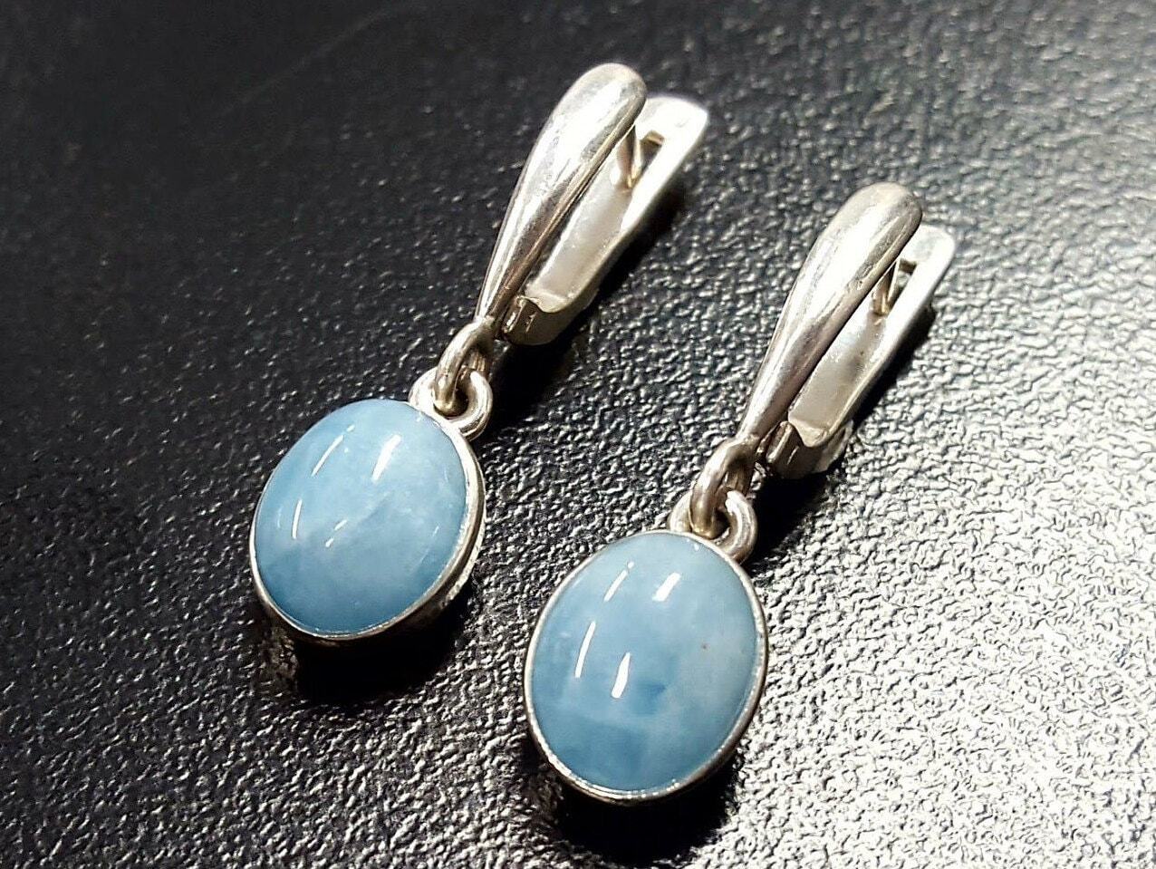 Aquamarine Earrings, Natural Aquamarine, March Birthstone, Blue Vintage Earrings, March Earrings, Statement Earrings, Blue Aqua Earrings