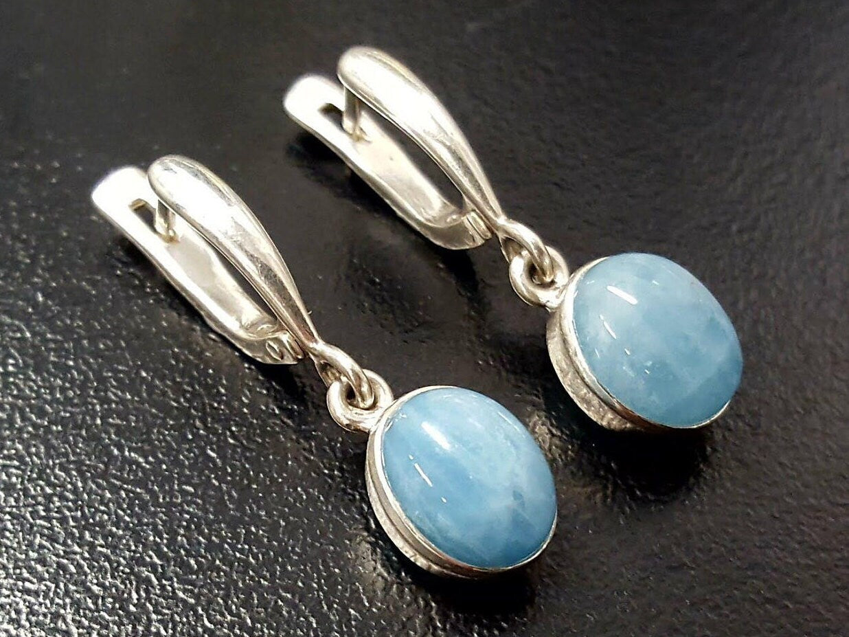 Aquamarine Earrings, Natural Aquamarine, March Birthstone, Blue Vintage Earrings, March Earrings, Statement Earrings, Blue Aqua Earrings