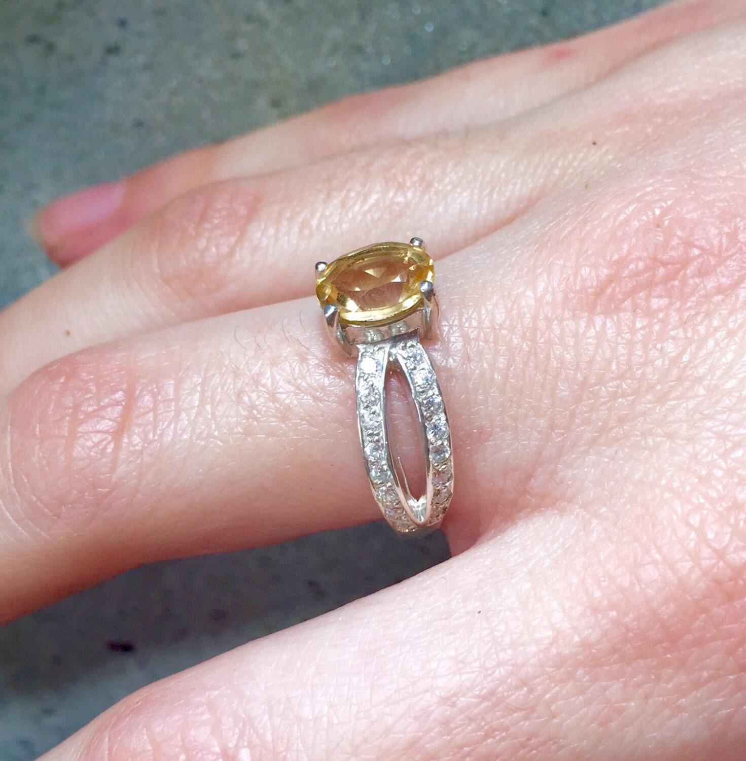 Citrine Ring, Natural Citrine, Citrine Engagement Ring, Yellow Diamond Ring, November Birthstone, Promise Ring, Solid Silver Ring, Silver