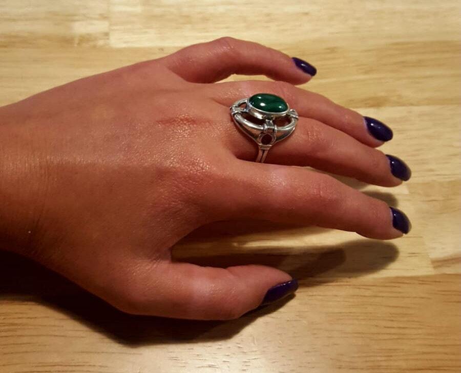 Vintage Malachite Ring, Natural Malachite, Statement Ring, Natural Stone, Unique Rings, Green Ring, 6 Carat Ring, Green Malachite, Malachite