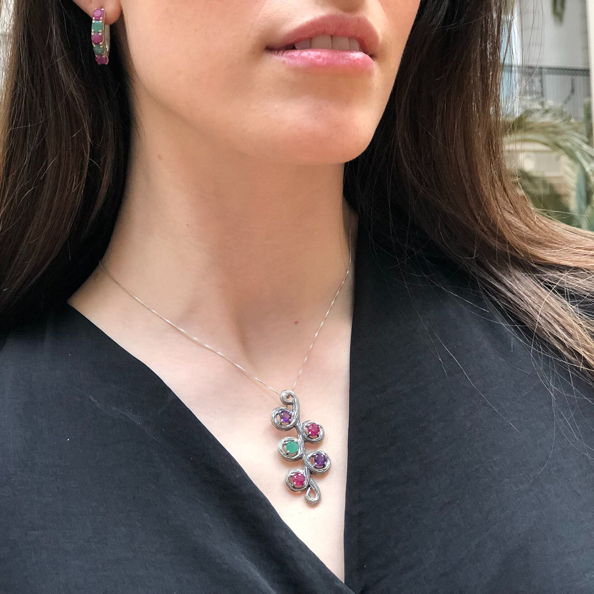 Elegant 925 Sterling Silver Natural Emerald Pendant, perfect for May birthdays, symbolizing growth and harmony.