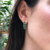 Emerald Bar Earrings - Long Green Earrings - Vintage Drop Earrings