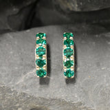 Emerald Bar Earrings - Long Green Earrings - Vintage Drop Earrings