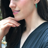 Emerald Bar Earrings - Long Green Earrings - Vintage Drop Earrings