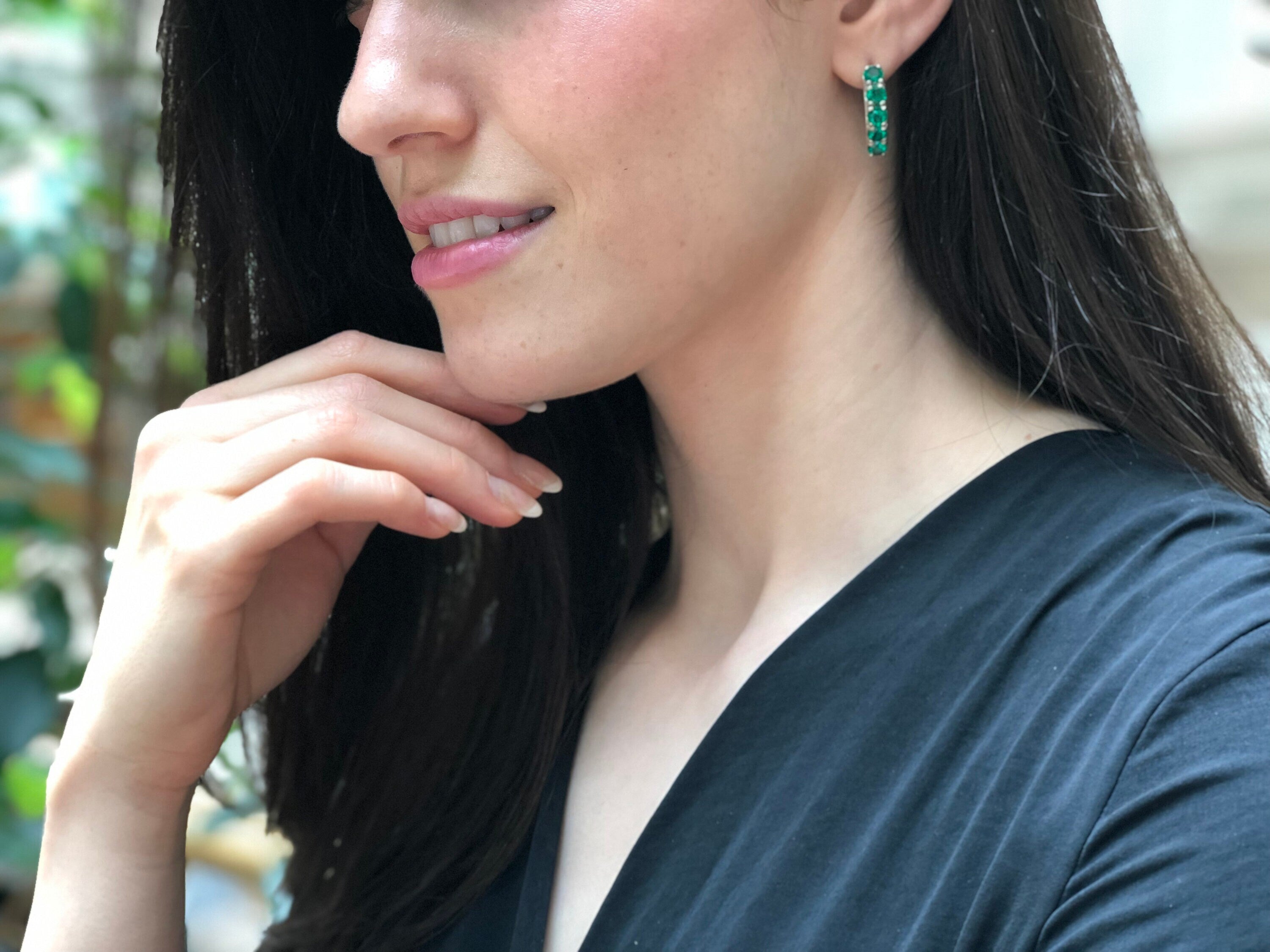 Elegant Created Emerald Earrings in 925 Sterling Silver, perfect May birthstone gift for any special occasion.