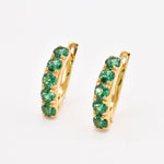 Created Emerald Earrings made in 18k Gold Vermeil with Round Created Green Emerald in Prong setting, May Birthstone gift idea, symbolizes, ideal for everyday wear and perfect for birthday gifting and special occasions.
