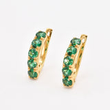 Created Emerald Earrings made in 18k Gold Vermeil with Round Created Green Emerald in Prong setting, May Birthstone gift idea, symbolizes, ideal for everyday wear and perfect for birthday gifting and special occasions.