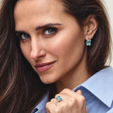 Blue Square Earrings - Natural Blue Topaz, Blue Drop Earrings