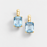 Gold Blue Topaz Earrings - Blue Square Earrings, Natural Blue Topaz Earrings