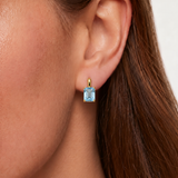 Gold Blue Topaz Earrings - Blue Square Earrings, Natural Blue Topaz Earrings