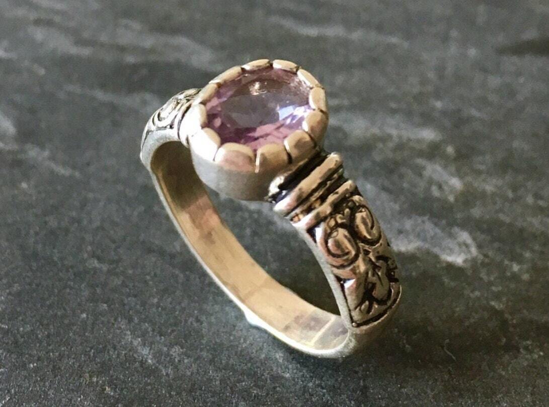 Amethyst Ring, Natural Amethyst, February Birthstone, Vintage Ring, February Ring, 2 Carats, Victorian Ring, Purple Stone, Solid Silver Ring
