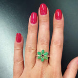 Chrysoprase Ring - Green Daisy Ring - Vintage Flower Ring