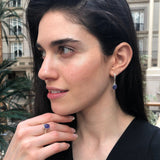 Blue Dangling Earrings - Natural Tanzanite Earrings - Vintage Oval Earrings