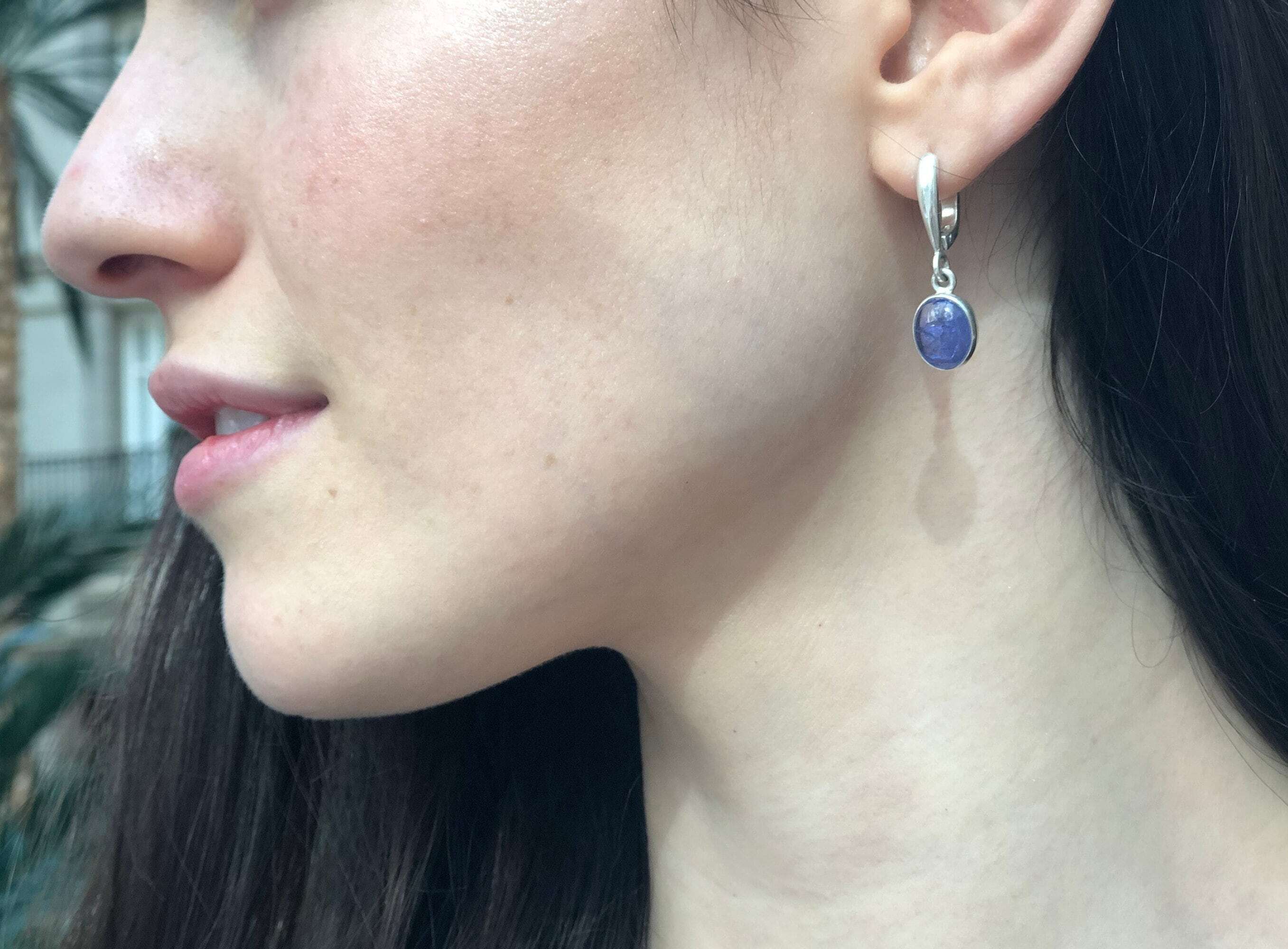 Tanzanite Earrings, Natural Tanzanite, Dangling Earrings, December Birthstone, Dainty Earrings, Blue Vintage Earrings, Solid Silver Earrings