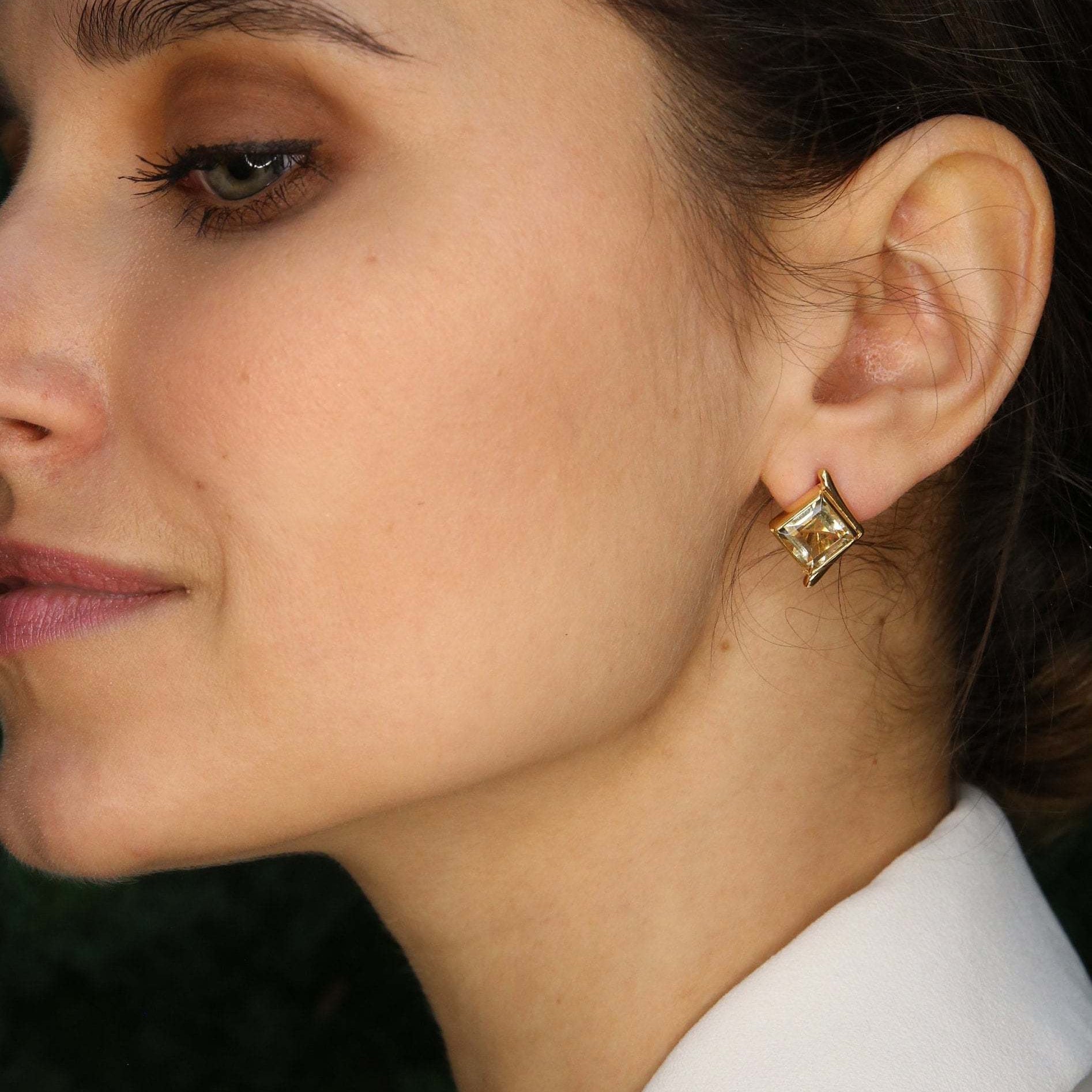 Blue Topaz Earrings, Natural Blue Topaz, December Earrings, Rhombus Earrings, Topaz Earrings, Vintage Earrings, Square Earrings, Blue Topaz(1)