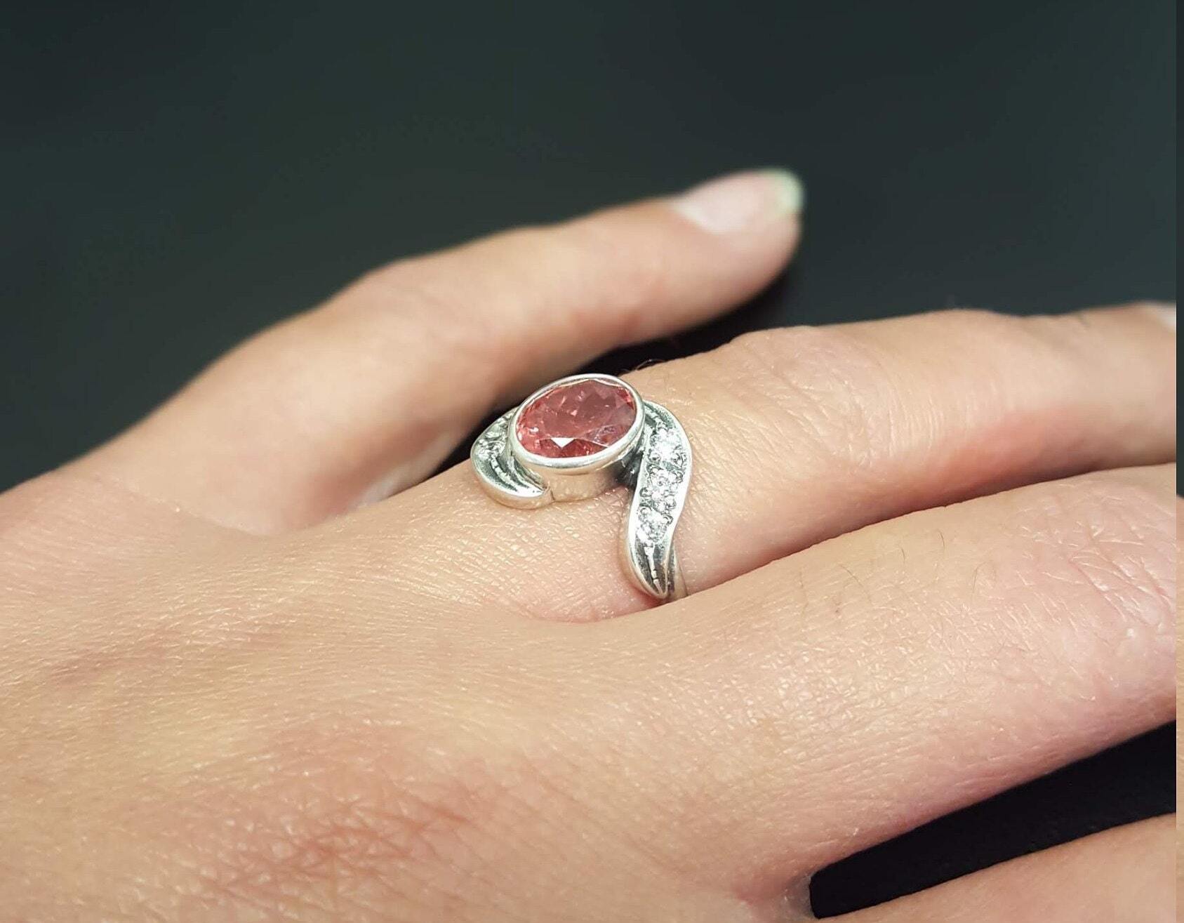 Pink Tourmaline Ring, Tourmaline Ring, Natural Tourmaline, October Birthstone, Unique Ring, October Ring, Solid Silver Ring, Tourmaline