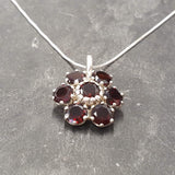 Garnet Flower Pendant - Natural Garnet Necklace - January Birthstone Necklace