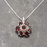 Garnet Flower Pendant - Natural Garnet Necklace - January Birthstone Necklace