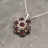 Garnet Flower Pendant - Natural Garnet Necklace - January Birthstone Necklace