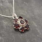 Garnet Flower Pendant - Natural Garnet Necklace - January Birthstone Necklace