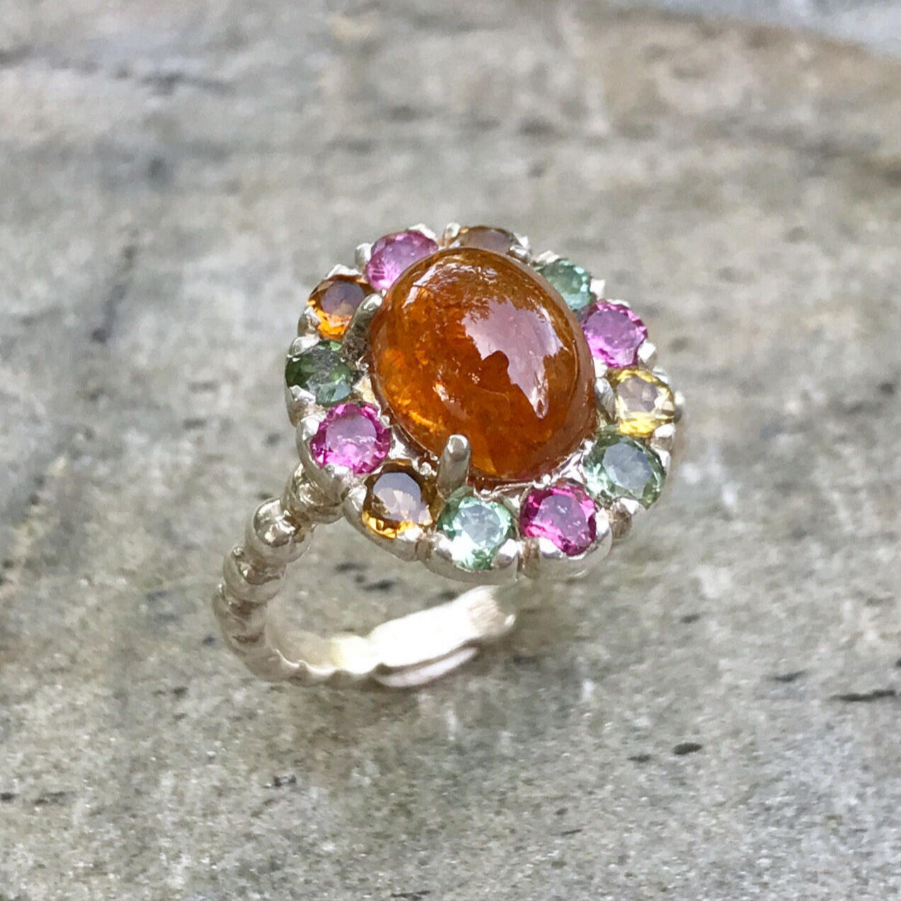 Tourmaline Ring, Natural Tourmaline, Yellow Tourmaline, Pink Tourmaline, October Birthstone, Birthstones, Vintage Rings, Solid Silver Ring (517423772)