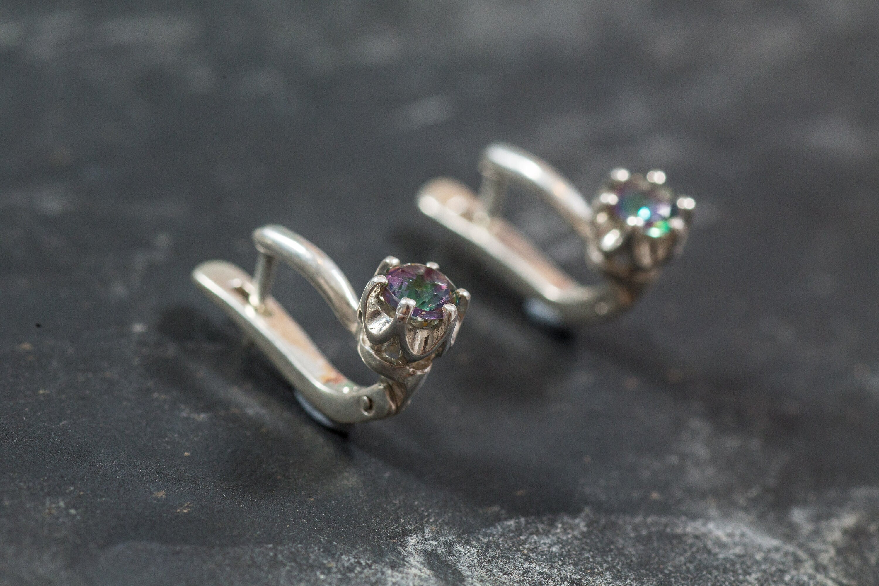 Mystic Topaz Earrings, Natural Topaz Earrings, Purple Earrings, November Earrings, Unique Earrings, Stud Earrings, Silver Earrings, Topaz