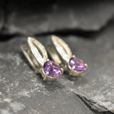 Genuine Amethyst Earrings - Long Purple Earrings - Violet Drop Earrings