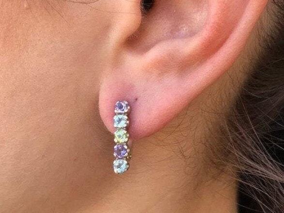 Opal Earrings, Natural Opal Studs, October Birthstone, Silver Bar Earrings, Bar Earrings, Opal Studs, Vintage Earrings, 925 Silver Earrings