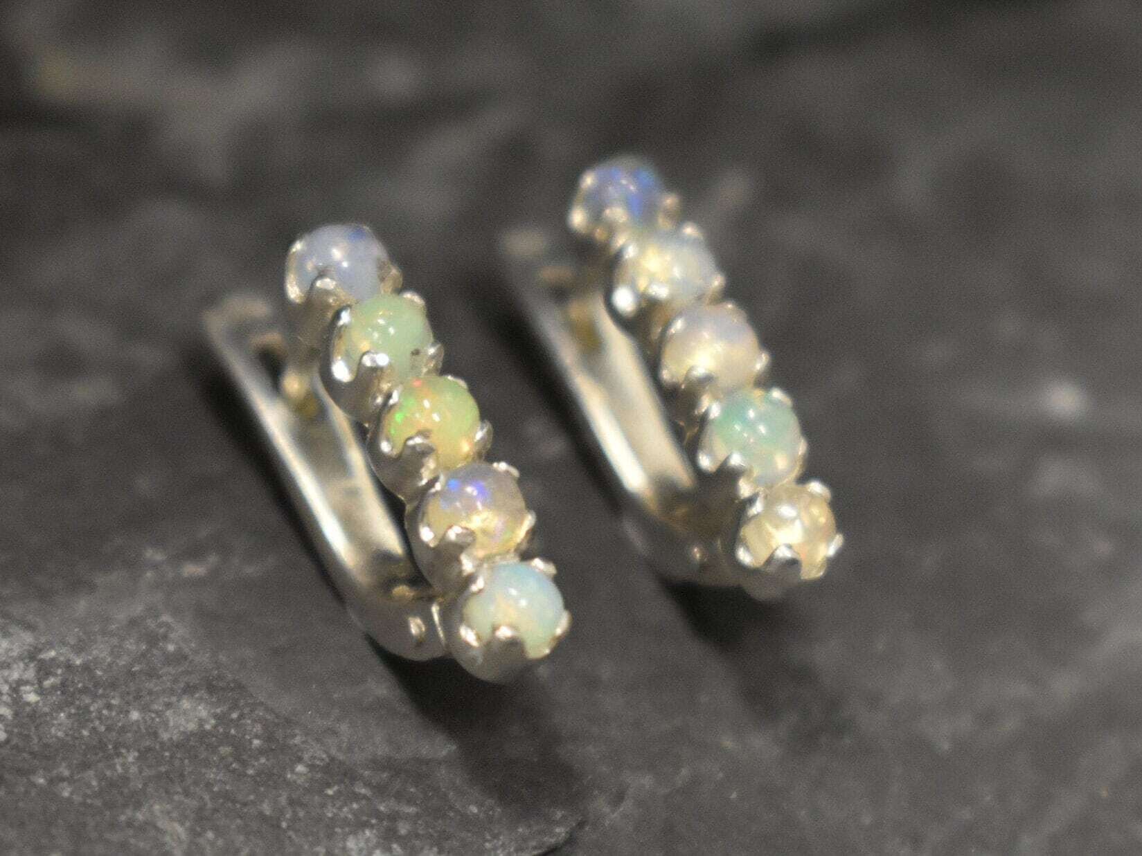 Opal Earrings, Natural Opal Studs, October Birthstone, Silver Bar Earrings, Bar Earrings, Opal Studs, Vintage Earrings, 925 Silver Earrings