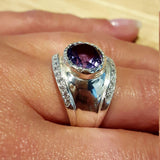 Bezel Amethyst Ring, Amethyst Ring, Natural Amethyst, February Birthstone, Vintage Rings, Wide Ring, February Ring, Silver Ring, Amethyst