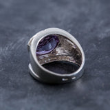 Bezel Amethyst Ring, Amethyst Ring, Natural Amethyst, February Birthstone, Vintage Rings, Wide Ring, February Ring, Silver Ring, Amethyst