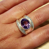 Bezel Amethyst Ring, Amethyst Ring, Natural Amethyst, February Birthstone, Vintage Rings, Wide Ring, February Ring, Silver Ring, Amethyst