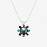 Black Pearl Necklace - Pearl Flower Pendant - Genuine Black Pearl Necklace