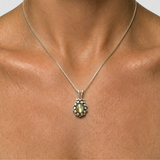 Labradorite Pendant - Natural Labradorite Necklace - Green Vintage Necklace