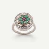 Natural Emerald Ring made in 925 Sterling Silver with Round Natural Green Emerald in Cluster setting, May Birthstone gift idea, symbolizes growth, harmony, and deep emotional healing, ideal for everyday wear and perfect for birthday gifting and special occasions.