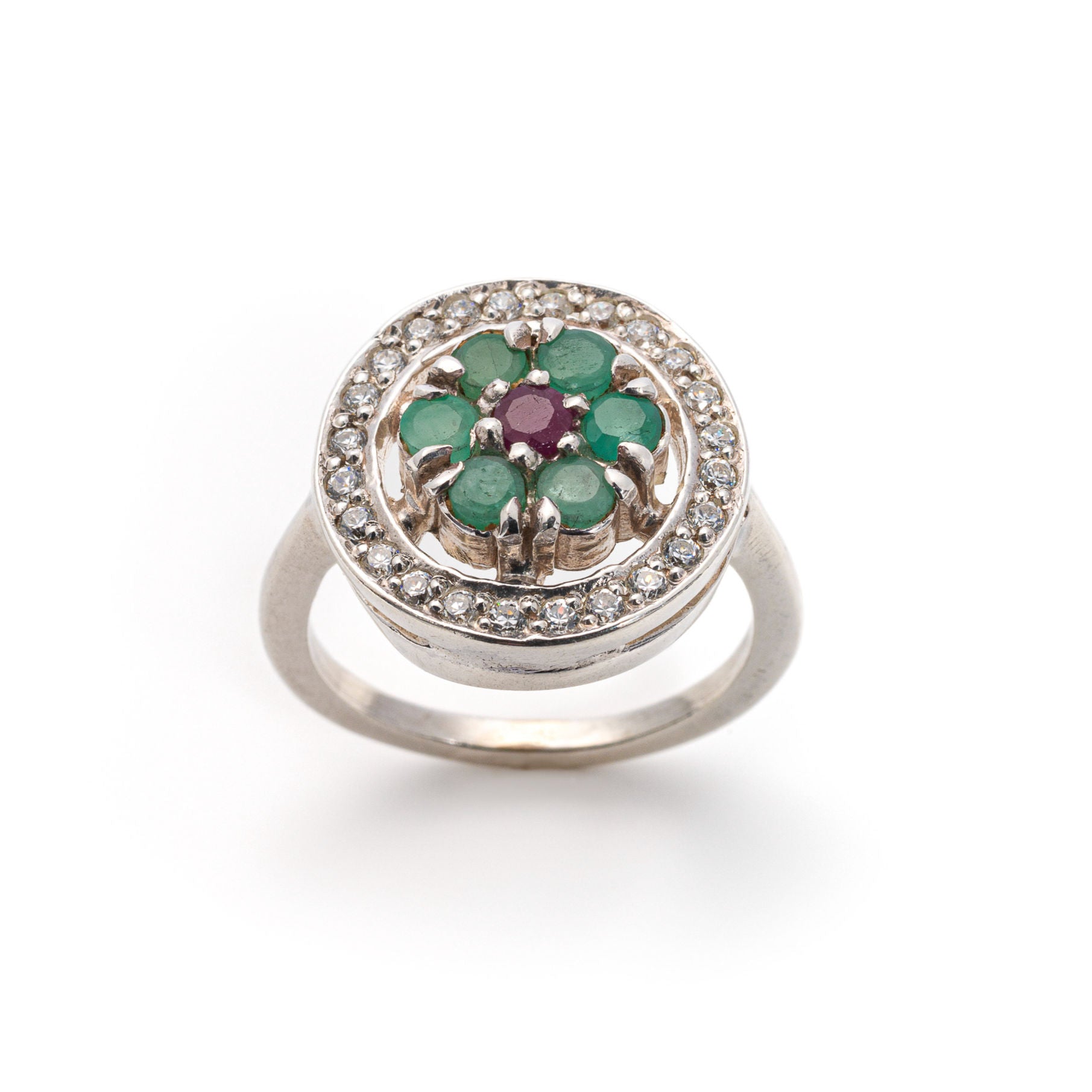 Emerald Ring, Natural Emerald, Natural Emerald Ring, May Birthstone, Ruby Ring, Natural Ruby, July Birthstone,  Solid Silver Ring, Emerald