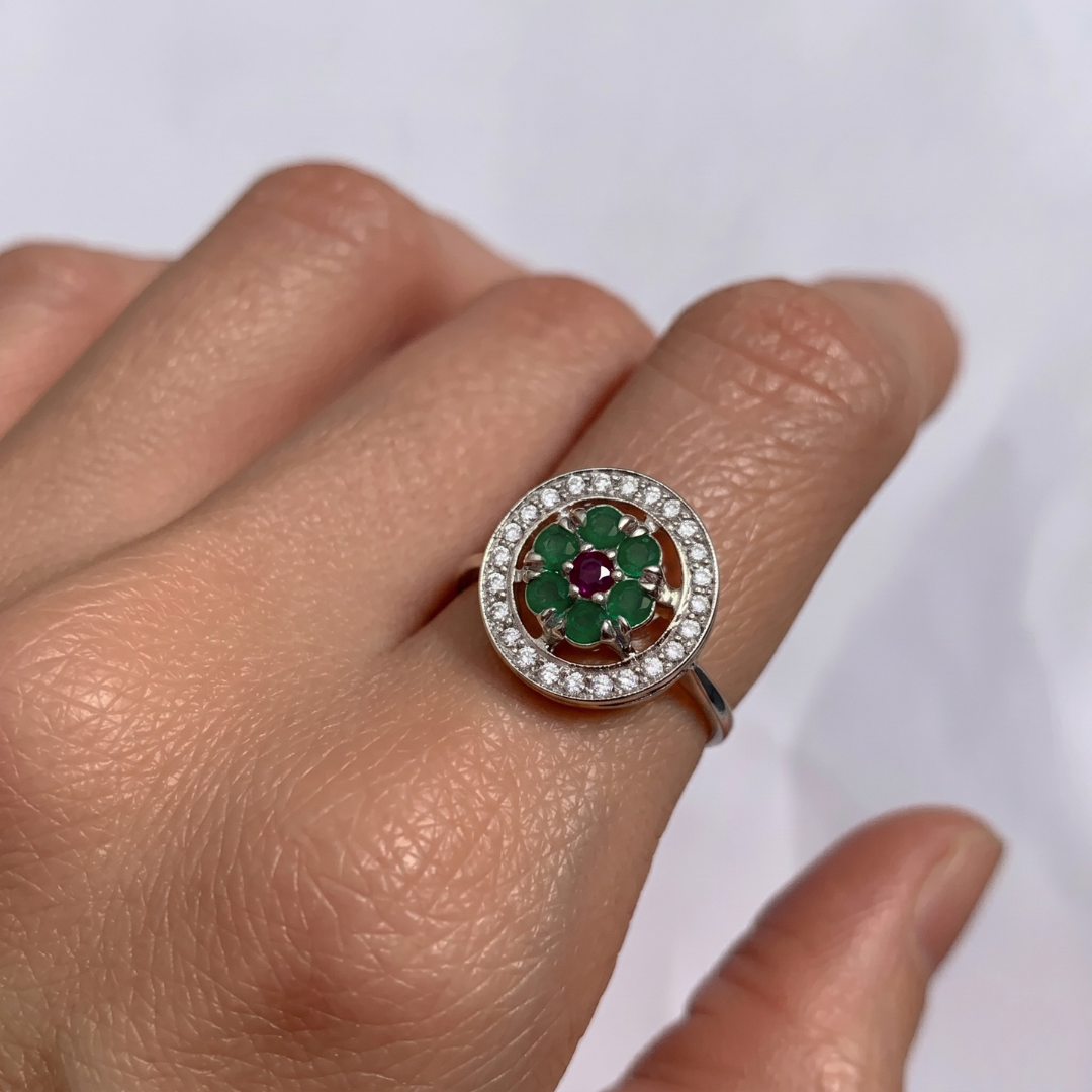 Elegant 925 Sterling Silver Ring featuring a Round Natural Green Emerald, perfect for May birthdays and meaningful gifting.