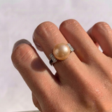 Natural Pearl Ring - Peach Pearl Statement Ring - Pearl Solitaire Ring